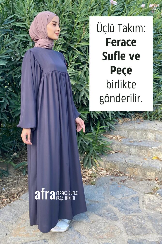 Afra Ferace Sufle Peçe Takım Füme - 2