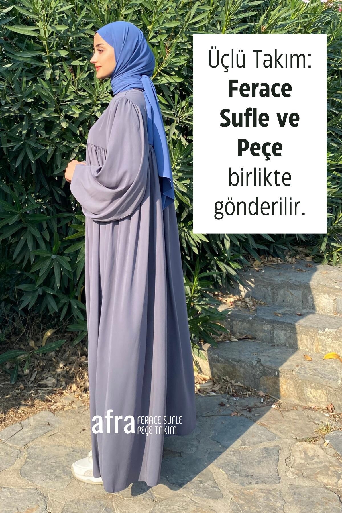 Afra Ferace Sufle Peçe Takım Gri - 2