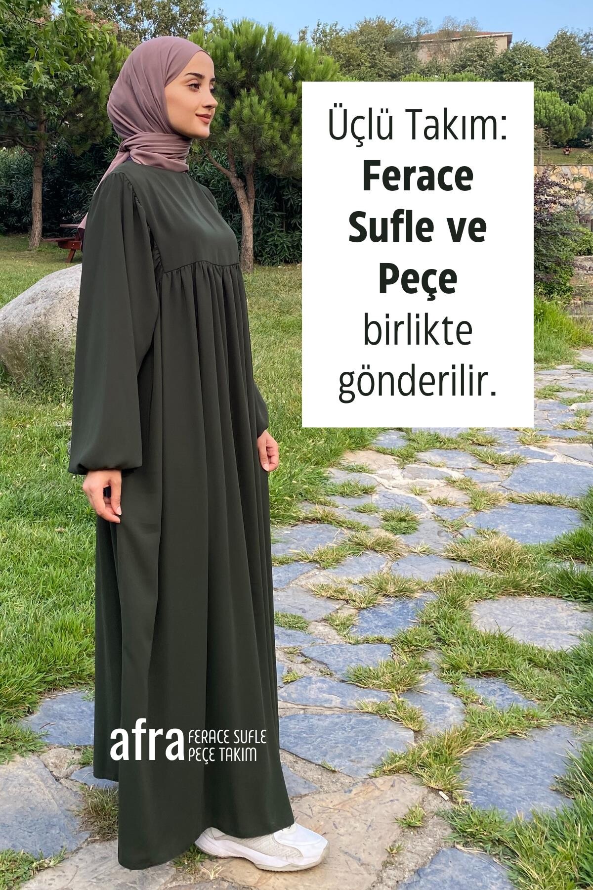 Afra Ferace Sufle Peçe Takım Haki - 2